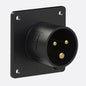 PCE - 16 Amp Panel Mount Straight Plug BLACK IP44 (613-6x)